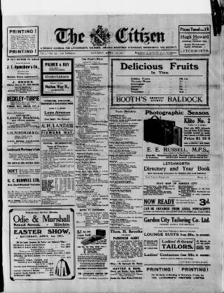 cover page of Citizen (Letchworth) published on April 1, 1911