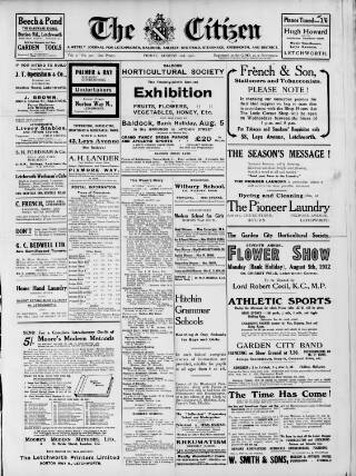 cover page of Citizen (Letchworth) published on August 2, 1912