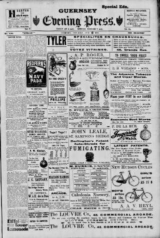 cover page of Guernsey Evening Press and Star published on June 13, 1908