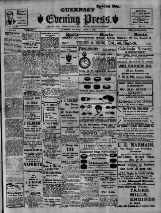cover page of Guernsey Evening Press and Star published on April 1, 1909