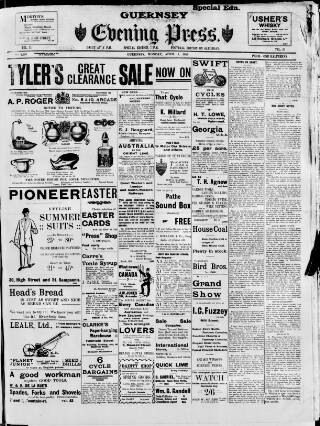 cover page of Guernsey Evening Press and Star published on April 1, 1912