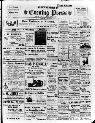cover page of Guernsey Evening Press and Star published on May 22, 1913