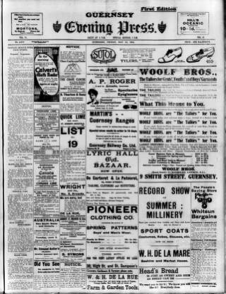 cover page of Guernsey Evening Press and Star published on May 22, 1914