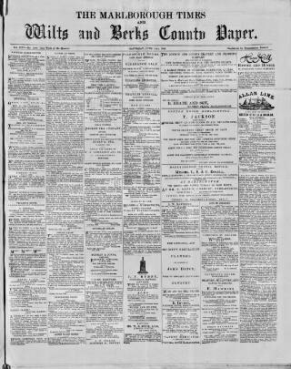 cover page of Marlborough Times published on June 13, 1885