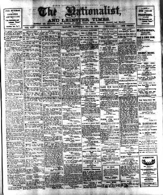 cover page of Carlow Nationalist published on May 22, 1909