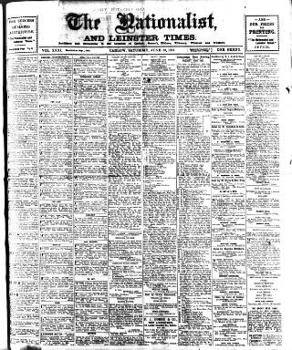 cover page of Carlow Nationalist published on June 13, 1914