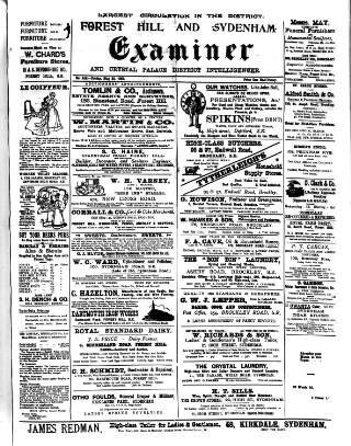 cover page of Forest Hill & Sydenham Examiner published on May 22, 1903