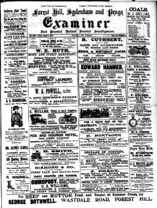 cover page of Forest Hill & Sydenham Examiner published on August 2, 1912