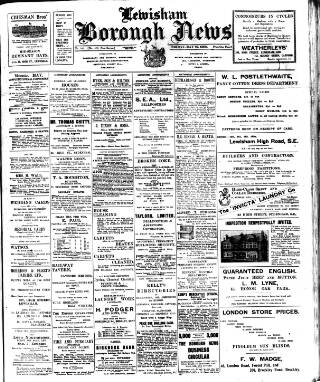 cover page of Lewisham Borough News published on May 22, 1908