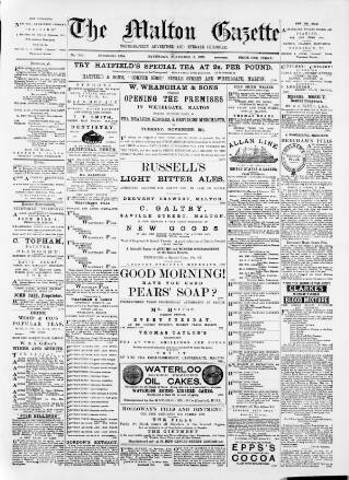 cover page of Malton Gazette published on November 2, 1889
