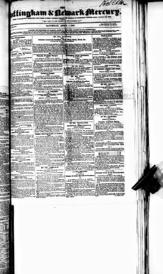 cover page of Nottingham and Newark Mercury published on April 1, 1837