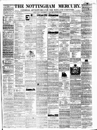 cover page of Nottingham and Newark Mercury published on June 13, 1845
