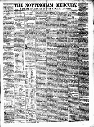 cover page of Nottingham and Newark Mercury published on May 22, 1846