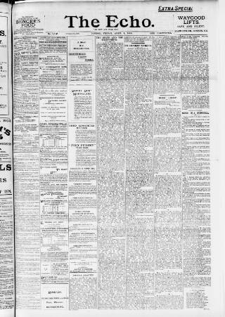 cover page of Echo (London) published on April 1, 1898