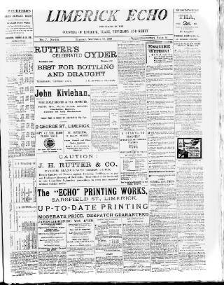 cover page of Limerick Echo published on September 28, 1909