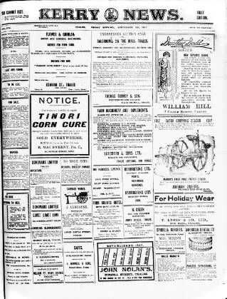 cover page of Kerry News published on September 28, 1917