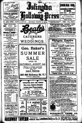 cover page of Holloway Press published on August 2, 1924