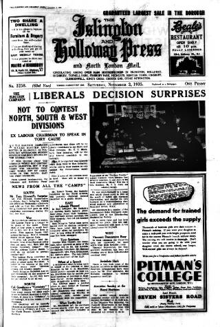 cover page of Holloway Press published on November 2, 1935