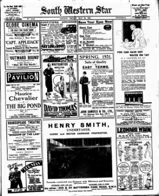cover page of South Western Star published on May 22, 1931