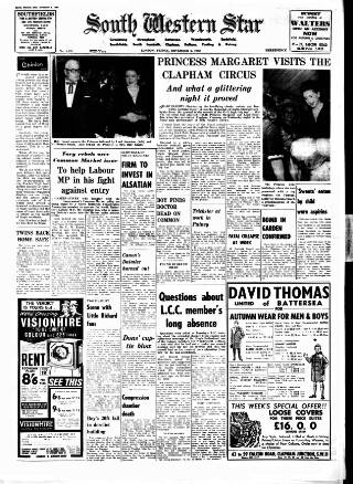 cover page of South Western Star published on November 2, 1962
