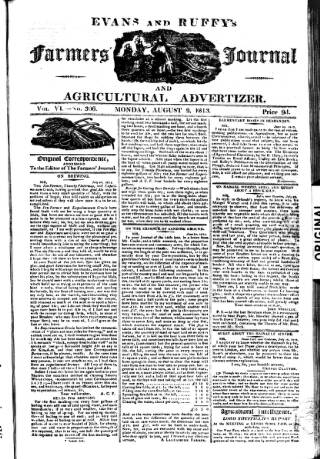 cover page of Evans and Ruffy's Farmer's Journal published on August 2, 1813