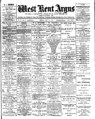 cover page of West Kent Argus and Borough of Lewisham News published on May 22, 1896