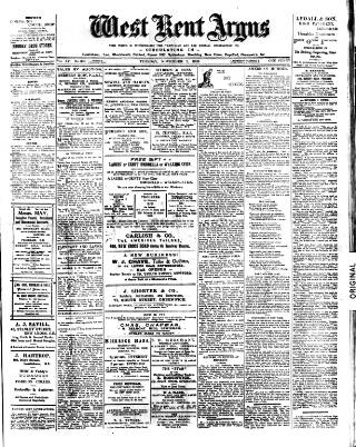 cover page of West Kent Argus and Borough of Lewisham News published on November 2, 1909