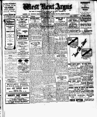 cover page of West Kent Argus and Borough of Lewisham News published on June 13, 1924