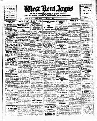 cover page of West Kent Argus and Borough of Lewisham News published on August 2, 1929