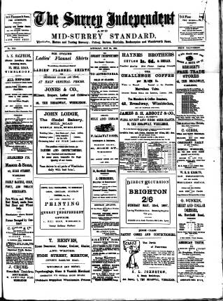 cover page of Surrey Independent and Wimbledon Mercury published on May 22, 1897