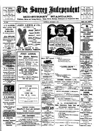 cover page of Surrey Independent and Wimbledon Mercury published on November 2, 1901