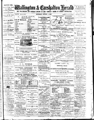 cover page of Wallington & Carshalton Herald published on August 2, 1890