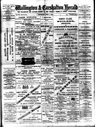cover page of Wallington & Carshalton Herald published on April 1, 1893