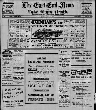 cover page of East End News and London Shipping Chronicle published on May 22, 1936