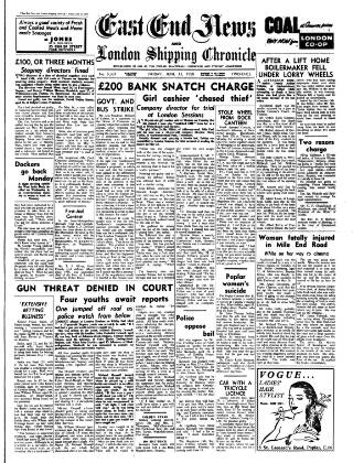 cover page of East End News and London Shipping Chronicle published on June 13, 1958