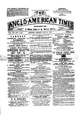 cover page of Anglo-American Times published on May 22, 1891