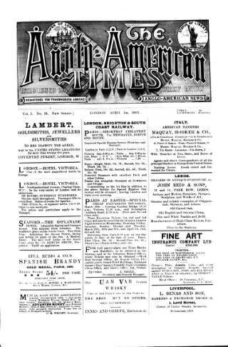 cover page of Anglo-American Times published on April 1, 1893