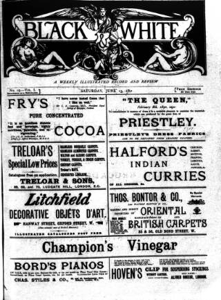cover page of Black & White published on June 13, 1891
