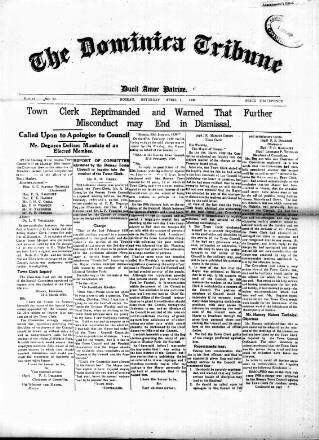 cover page of Dominica Tribune published on April 1, 1939