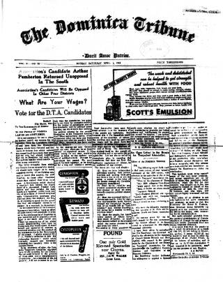 cover page of Dominica Tribune published on April 1, 1944