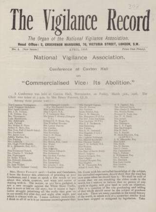 cover page of Vigilance Record published on April 1, 1916