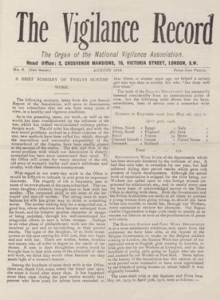 cover page of Vigilance Record published on August 1, 1916
