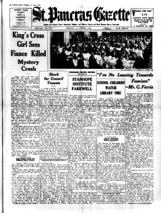 cover page of St. Pancras Gazette published on April 1, 1938
