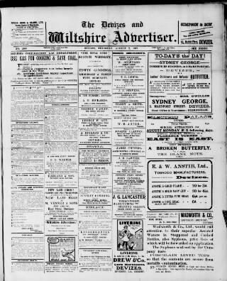 cover page of Devizes and Wilts Advertiser published on August 2, 1917