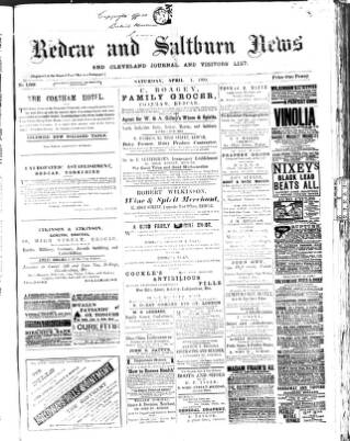 cover page of Redcar and Saltburn News published on April 1, 1893