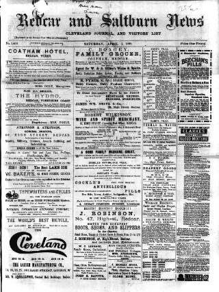 cover page of Redcar and Saltburn News published on April 1, 1899