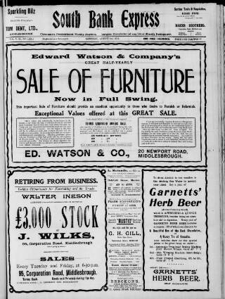 cover page of South Bank Express published on August 2, 1913