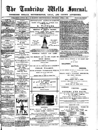 cover page of Tunbridge Wells Journal published on April 1, 1886