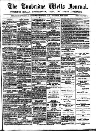 cover page of Tunbridge Wells Journal published on June 13, 1889