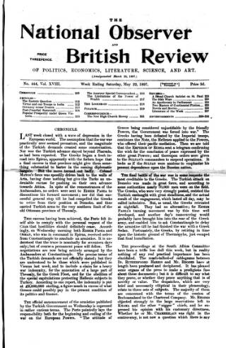 cover page of National Observer published on May 22, 1897